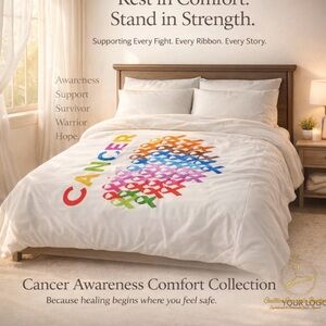 NWT Graphic Custom Cancer Awareness Plush Blanket
 50 x 60 in